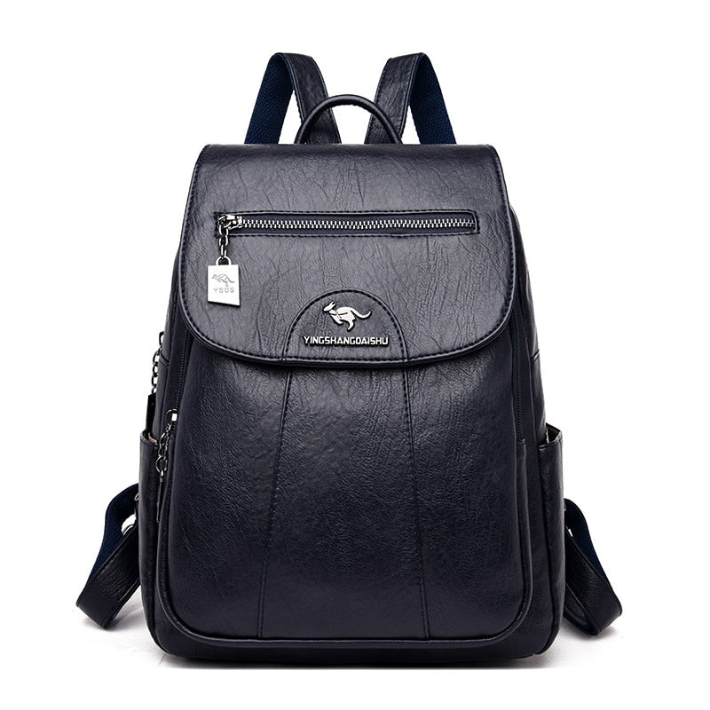 Classic Daily Leather Backpack for Ladies