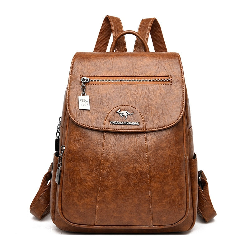 Classic Daily Leather Backpack for Ladies