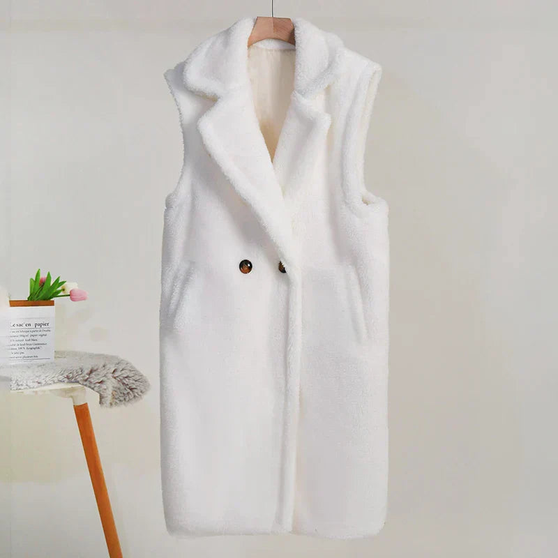 Chic Sleeveless Double Breasted Long Waistcoat
