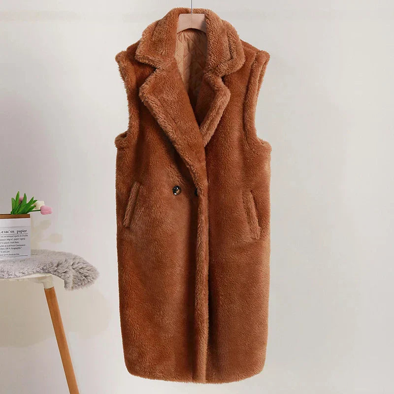 Chic Sleeveless Double Breasted Long Waistcoat - BritishElegance