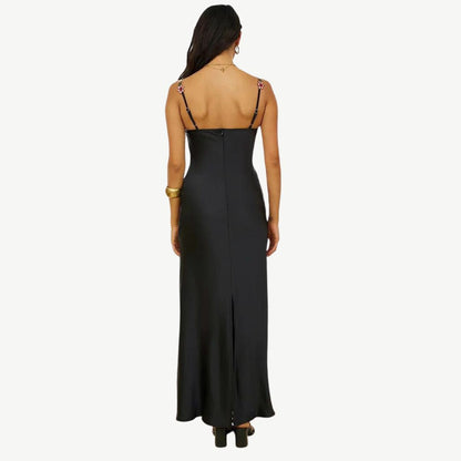 Lyra – Summer maxi dress with floral neckline