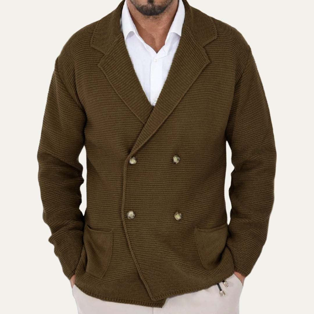 Men’s Double Breasted Ribbed Knit Blazer