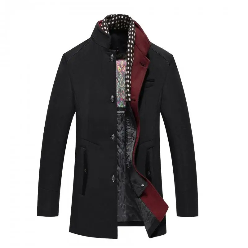 Stylish and warm men's winter coat with a stand-up collar