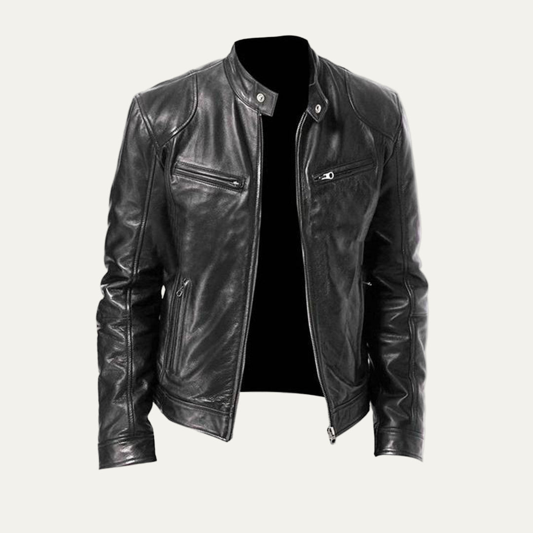 Men’s Classic Racer Leather Motorcycle Jacket