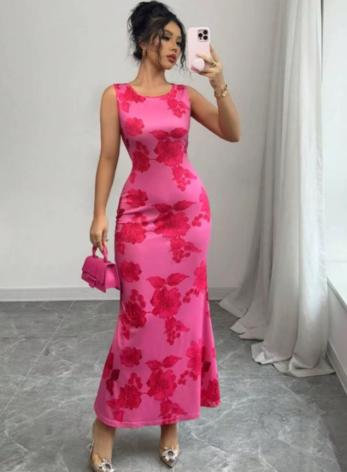 Beautiful Flower Long Evening Dress - BritishElegance