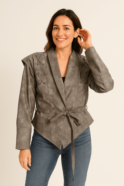 Madonna | Women's Winter Jacket with Tie Belt