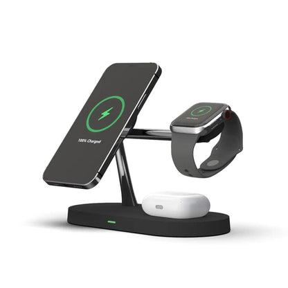 3-in-1 Wireless Charger for Smartphone, Smartwatch, and Earbuds – Fast Charging Station with Modern Design