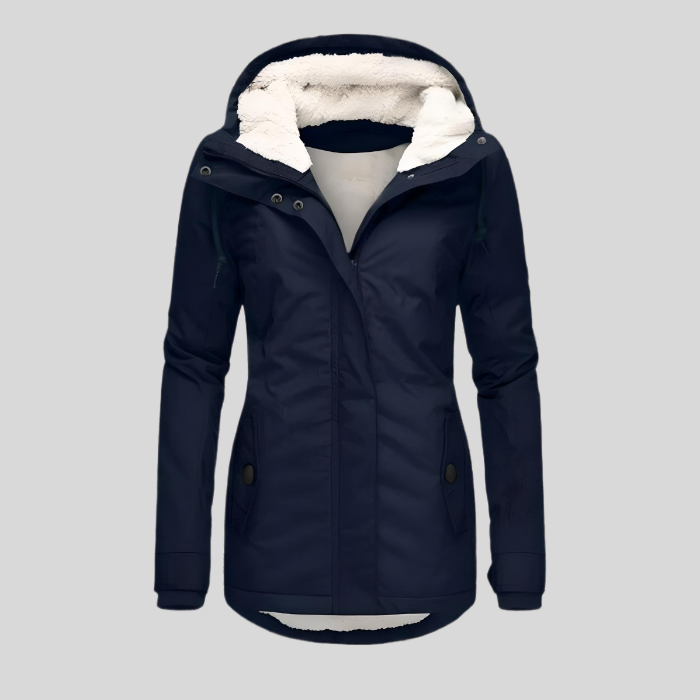 Waterproof Women's Raincoat with Hood and Long Back