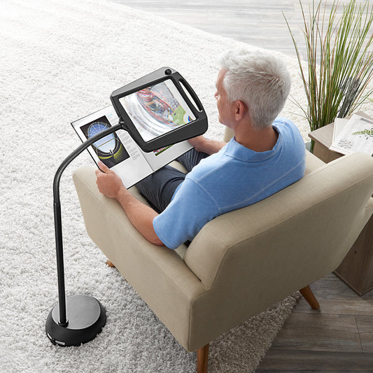 Bright Large LED 3X Magnifying Glass Floor Lamp - BritishElegance