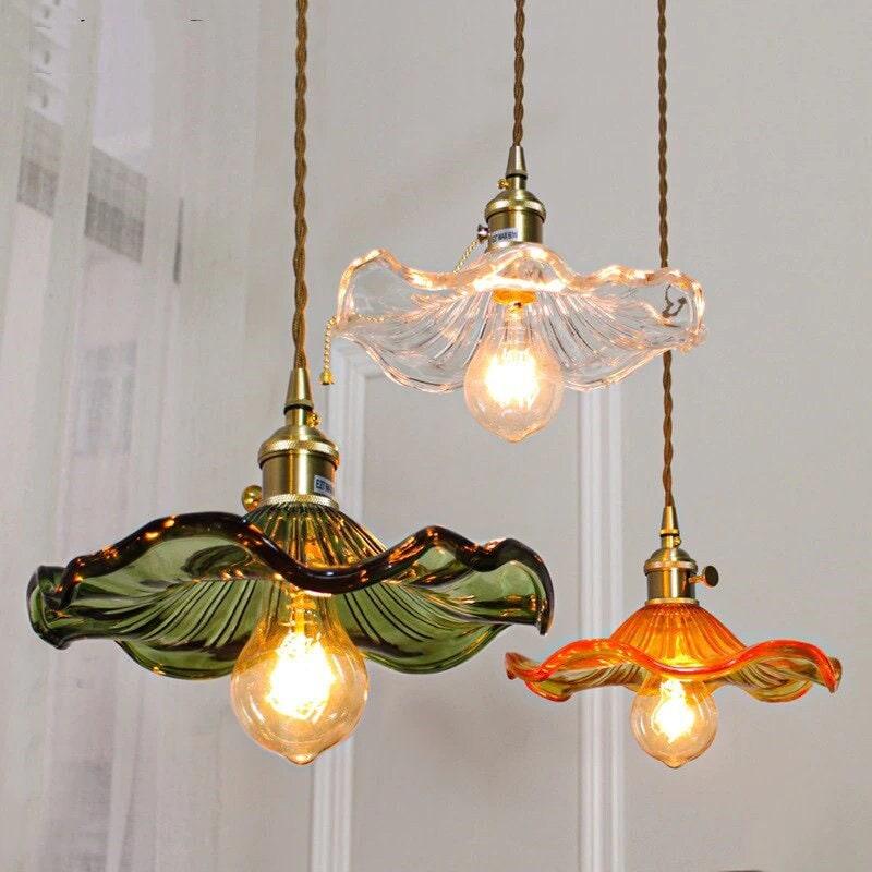 Elegant Glass Floral Pendant Lamp with LED Light - BritishElegance