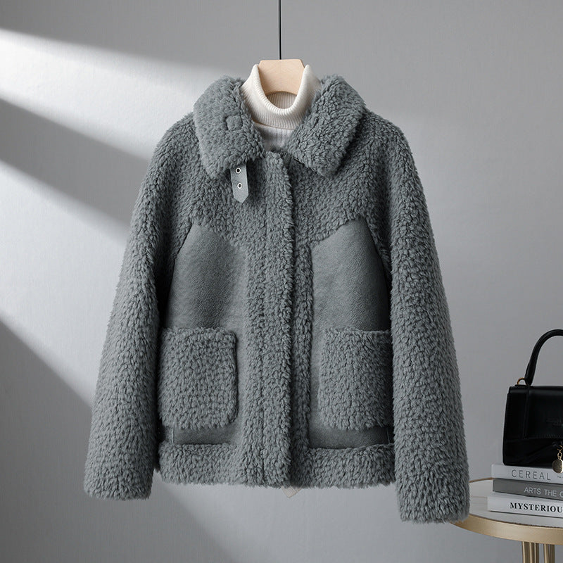 Isla Relaxed Fit Sherpa Jacket | Collared Button Front Jacket