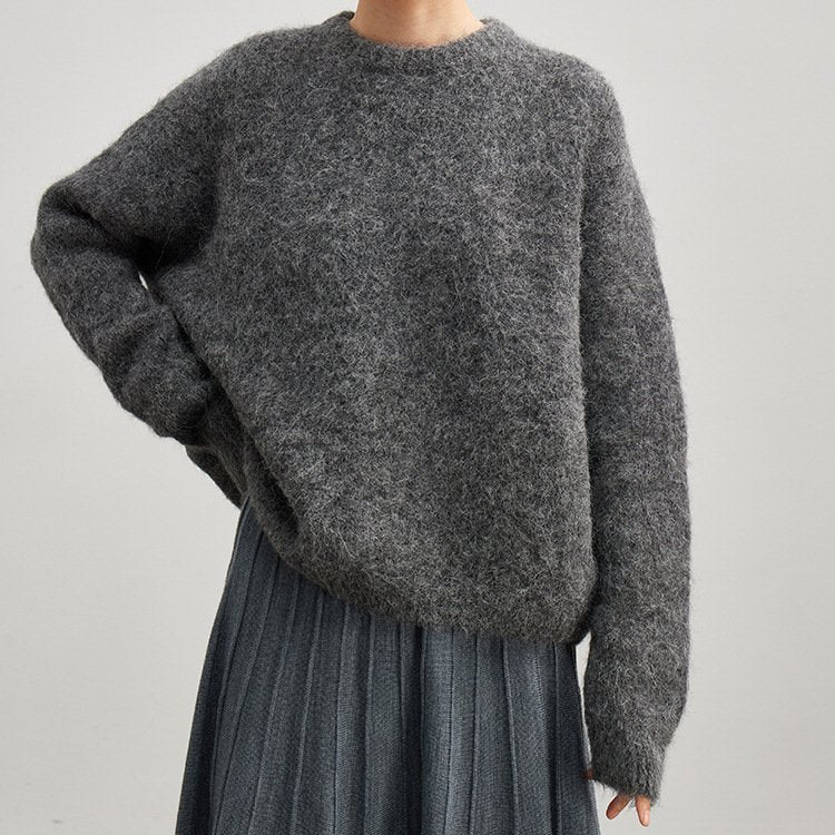 Isla Relaxed Fit Ribbed Sweater | Crewneck Long Sleeve Sweater
