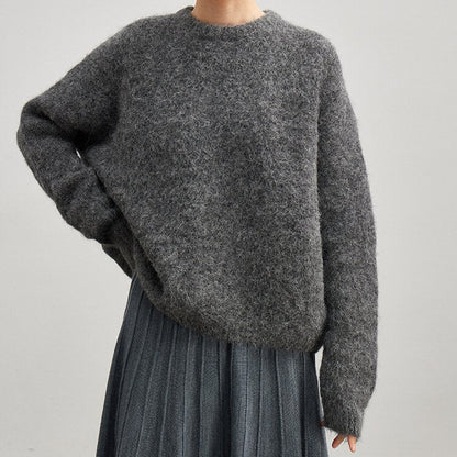 Isla Relaxed Fit Ribbed Sweater | Crewneck Long Sleeve Sweater