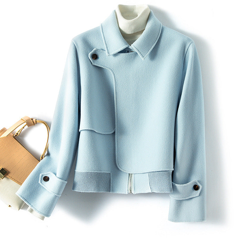 Isla  Relaxed Fit Jacket | Collared Asymmetric Closure Jacket