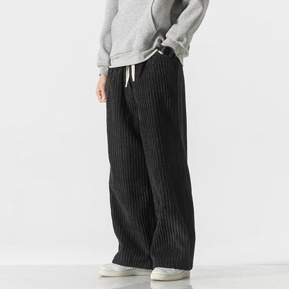 Arthur Ribbed Relaxed Fit Pants | Drawstring Waist Casual Pants