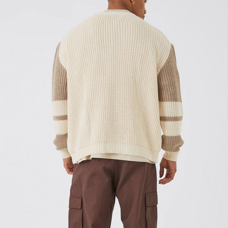 Oliver Relaxed Fit Cardigan | Color Block Striped Sleeves Cardigan