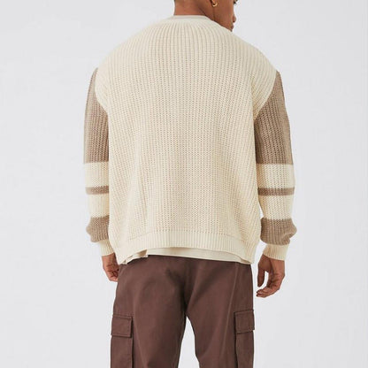 Oliver Relaxed Fit Cardigan | Color Block Striped Sleeves Cardigan