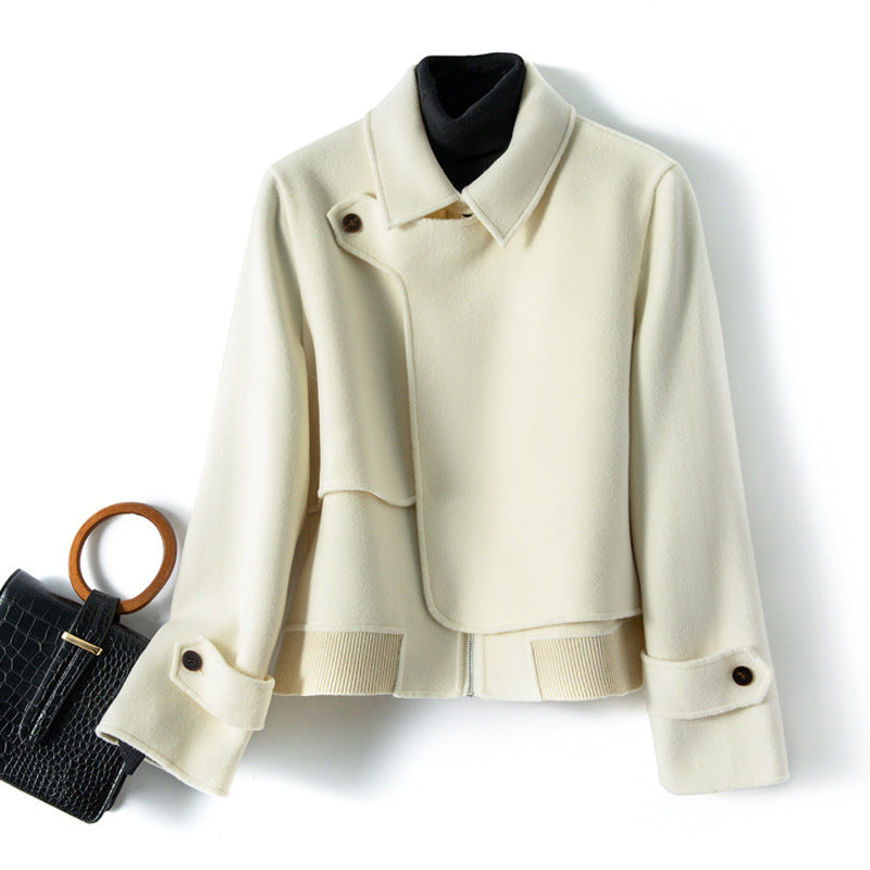 Isla  Relaxed Fit Jacket | Collared Asymmetric Closure Jacket