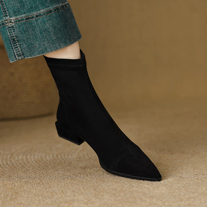 Isla Fitted Ankle Boots | Pointed Toe Block Heel Ankle Boots