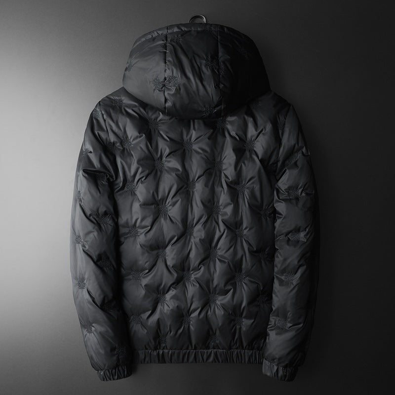 Henry Hooded Puffer Jacket | Geometric Motif Relaxed Fit Jacket