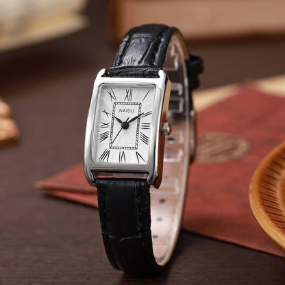 Viola Rectangular Case Wrist Watch | Croc-Embossed Strap Roman Numerals Wrist Watch