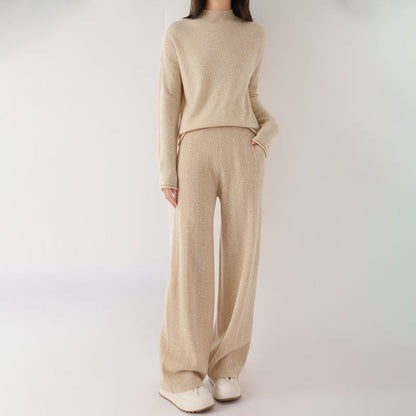 Isabella Relaxed Fit Sweater And Wide-Leg Trousers Two-Piece Set | Flecked Casual Set