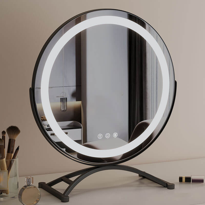 Illuminated Cosmetic Mirror with LED Lights and Adjustable Rotation