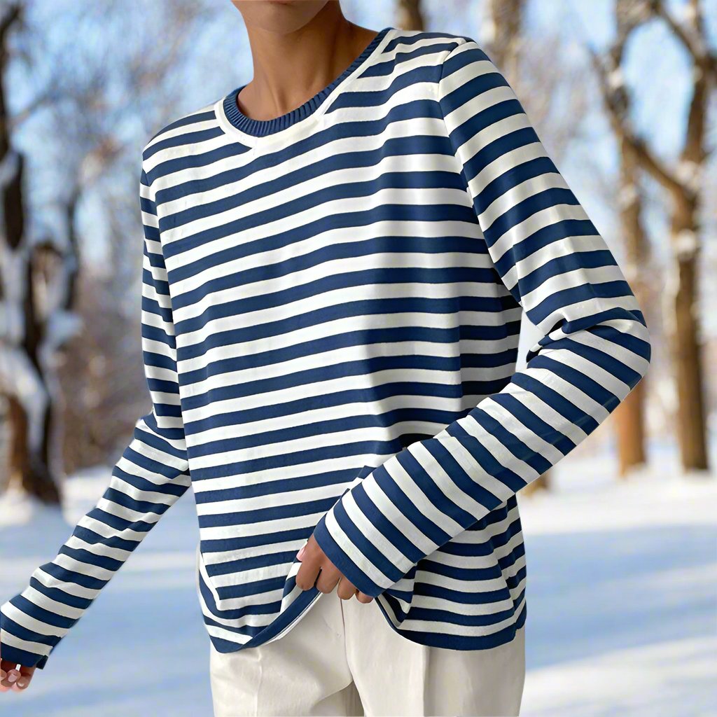 Classic Women's Vertical Stripe Tee Shirt - BritishElegance