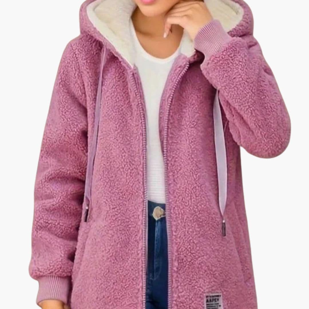 Warm Fleece Hooded Jacket - Cozy Sherpa Zip Up Coat