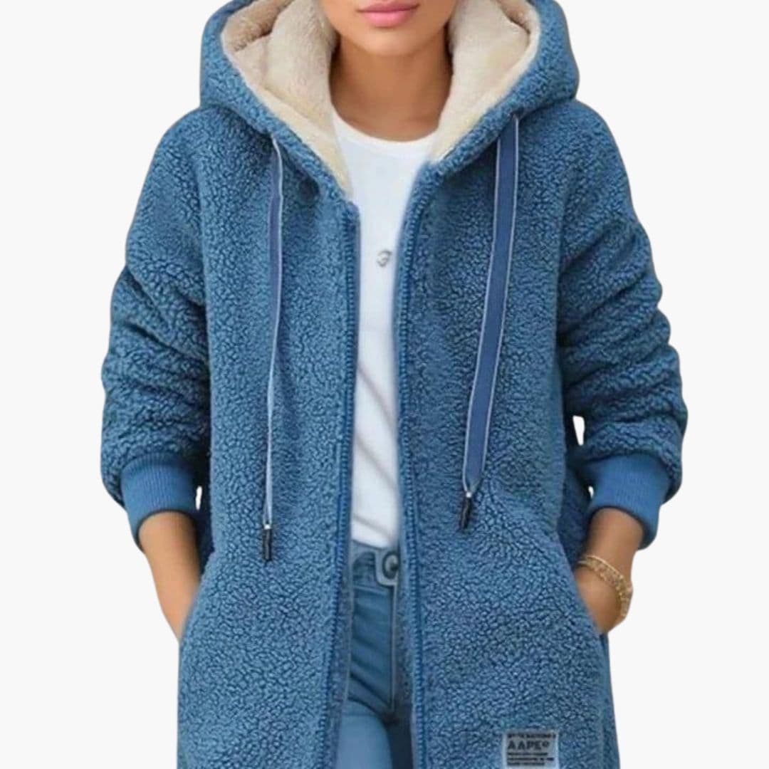 Warm Fleece Hooded Jacket - Cozy Sherpa Zip Up Coat - BritishElegance