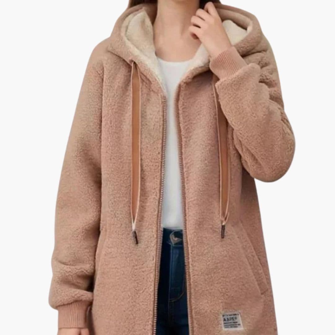 Warm Fleece Hooded Jacket - Cozy Sherpa Zip Up Coat