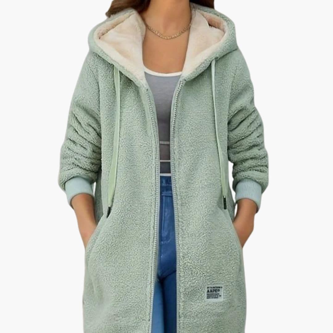 Warm Fleece Hooded Jacket - Cozy Sherpa Zip Up Coat