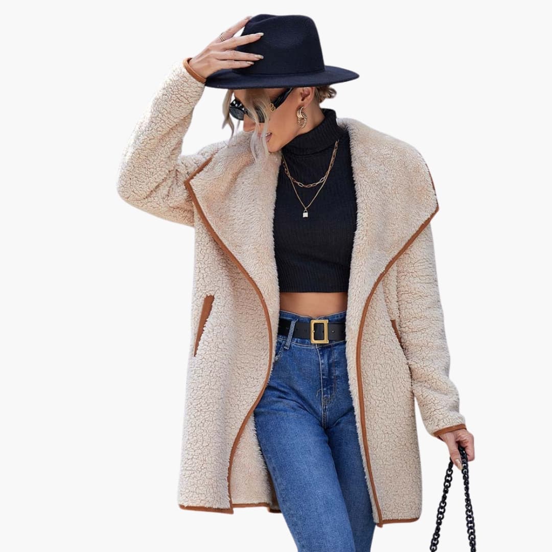 Plush Fleece Open Front Women's Jacket - BritishElegance