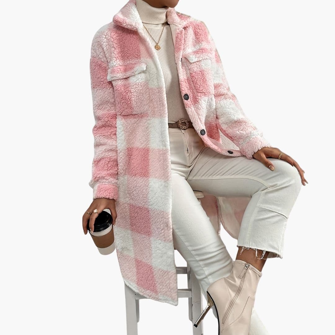 Warm Plaid Sherpa Women's Coat - BritishElegance