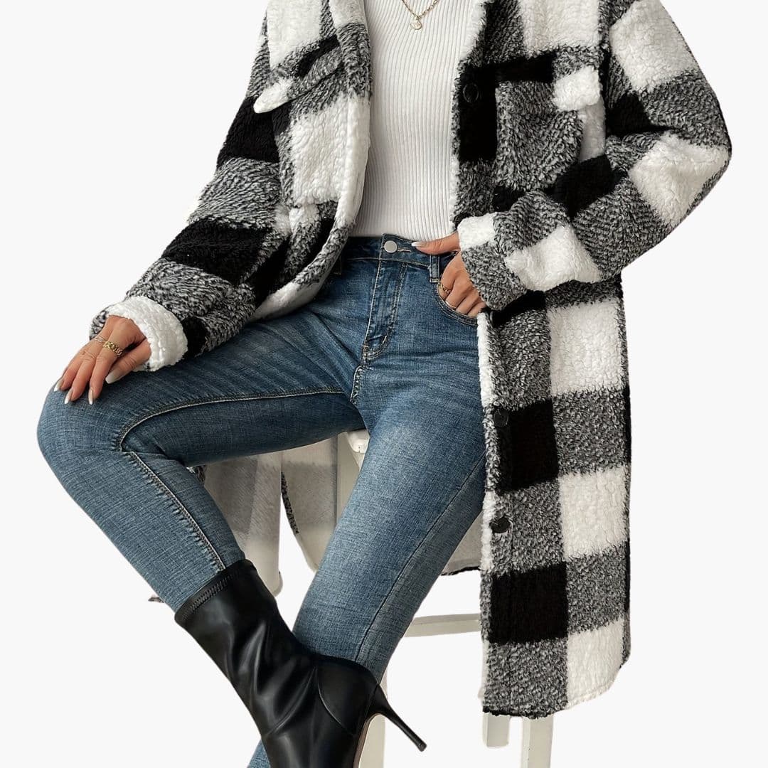 Warm Plaid Sherpa Women's Coat
