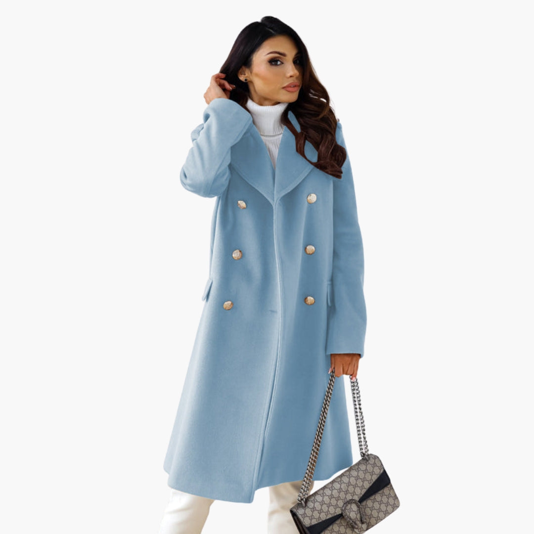 Luxury Women's Long Wool Overcoat - Classic Tailored Coat