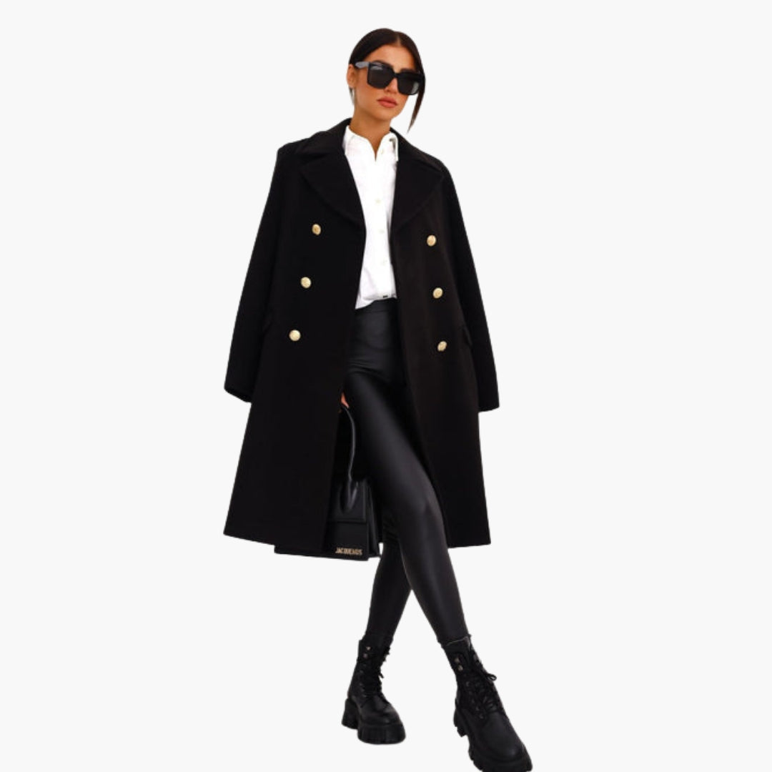 Luxury Women's Long Wool Overcoat - Classic Tailored Coat - BritishElegance