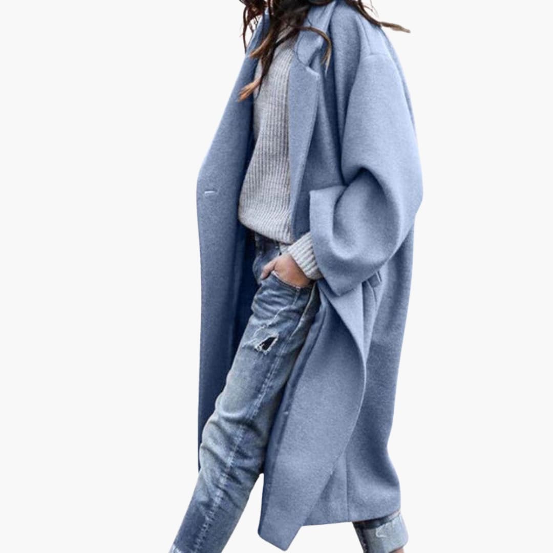 Warm Oversized Long Wool Coat for Women - BritishElegance