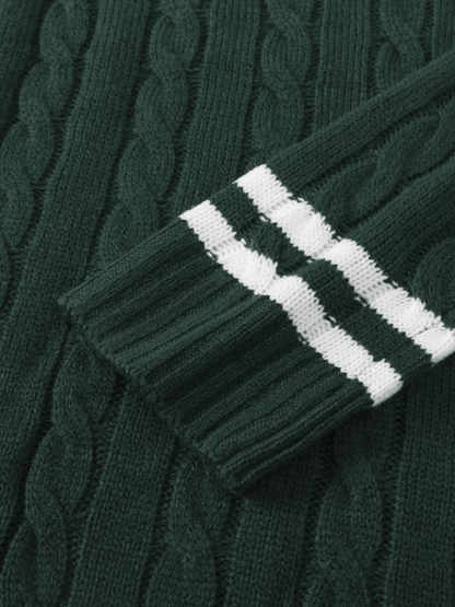 Old money Green V Neck Jumper