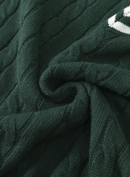 Old money Green V Neck Jumper
