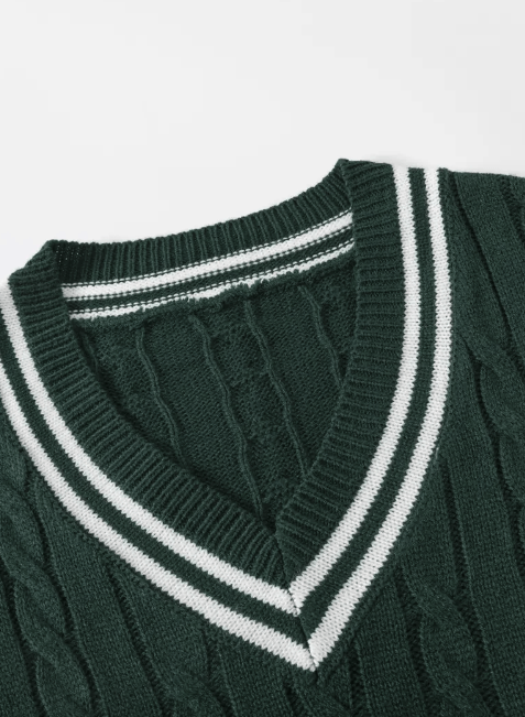 Old money Green V Neck Jumper