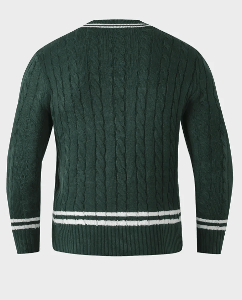 Old money Green V Neck Jumper
