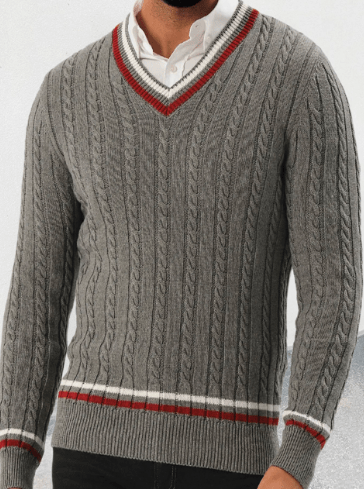 Old Money V Neck Cricket Jumper Men