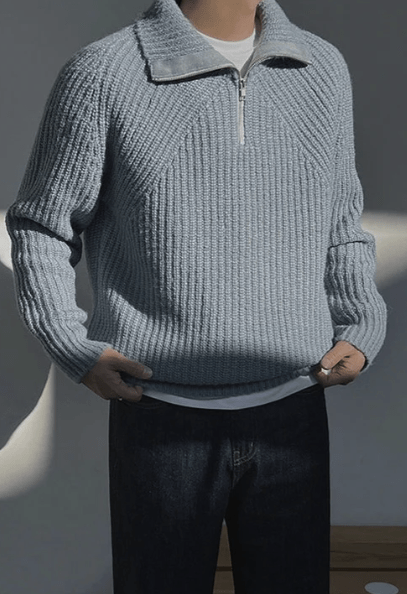 Prescott - Timeless Light Blue Zip-Up Jumper Men
