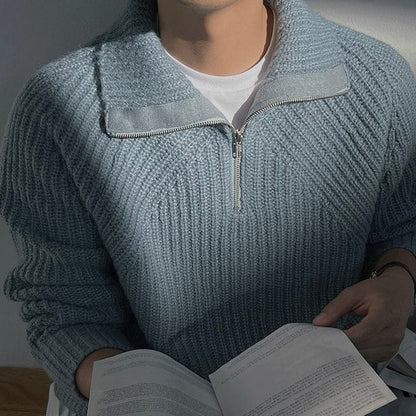 Prescott - Timeless Light Blue Zip-Up Jumper Men