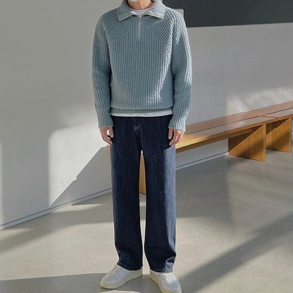 Prescott - Timeless Light Blue Zip-Up Jumper Men