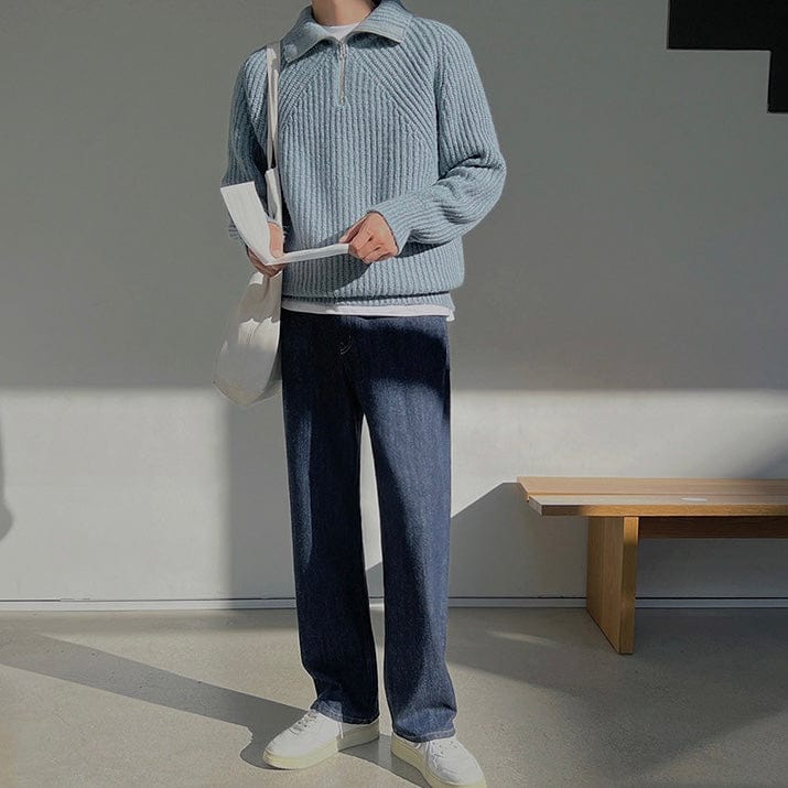 Prescott - Timeless Light Blue Zip-Up Jumper Men
