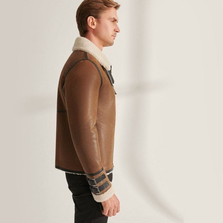 Inigo - Sheepskin Bomber Jacket Men Brown