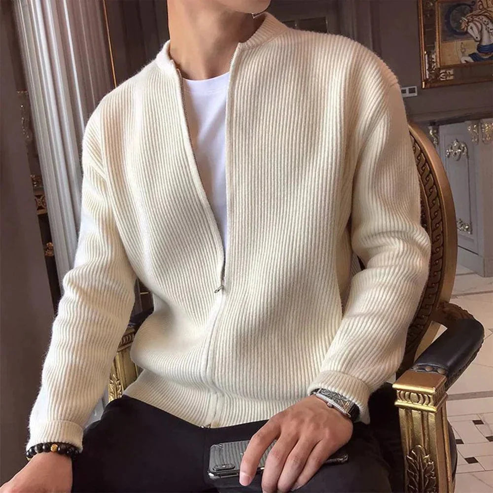 Old money Knitted Zip Up Jumper for Men