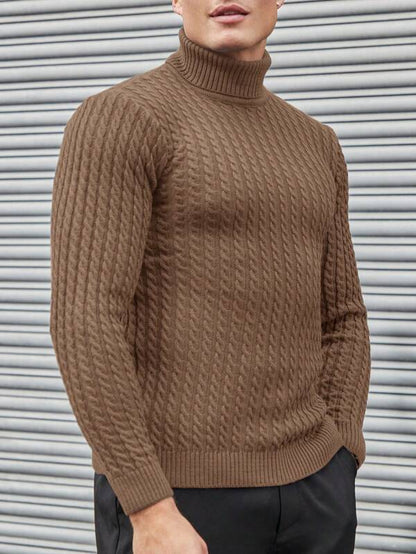 Aubrey -  Cable Knit Pattern Turtleneck Sweater Men